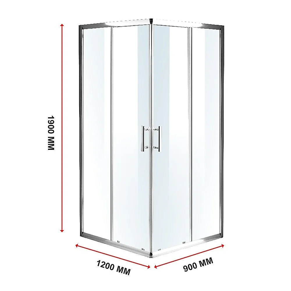 1200 x 900mm Sliding Door Nano Safety Glass Shower Screen By Della Francesca