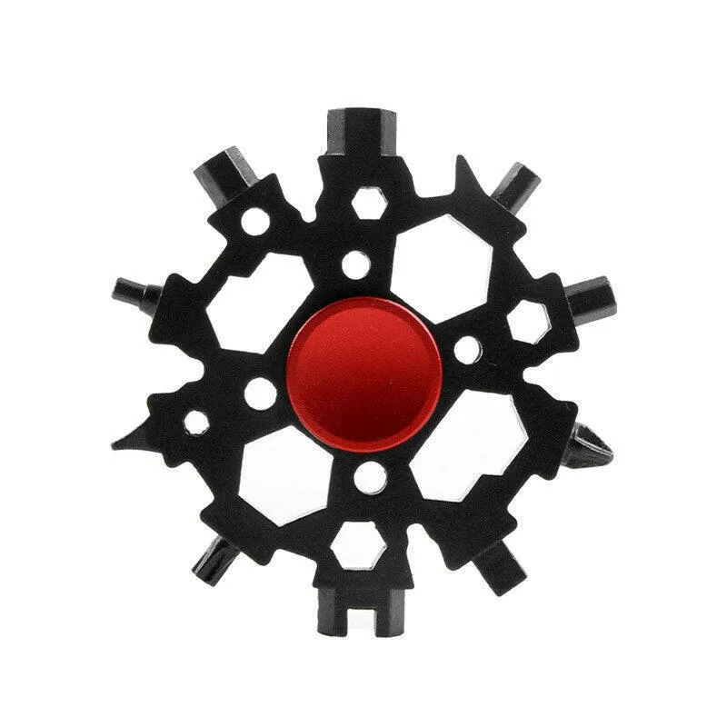 23-in-1 Stainless Steel Snowflakes Multi-tool Portable Snow Spinner Spanner Bottle Opener Outdoor EDC Survival Bike Repair Tools