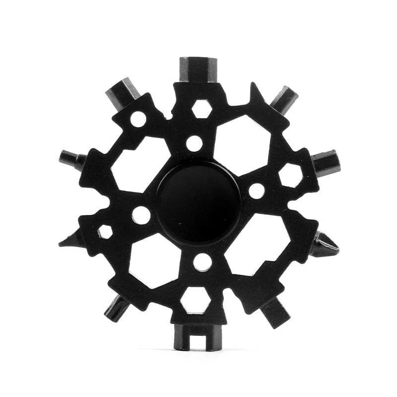 23-in-1 Stainless Steel Snowflakes Multi-tool Portable Snow Spinner Spanner Bottle Opener Outdoor EDC Survival Bike Repair Tools