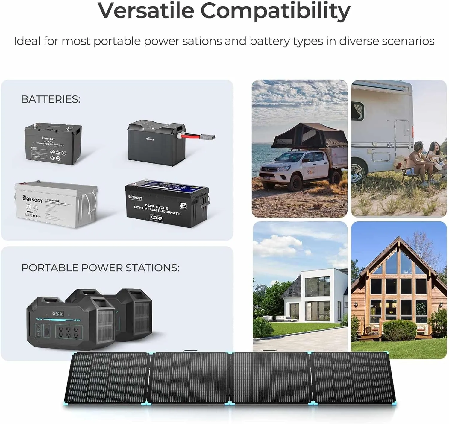 400W Lightweight Portable Solar Suitcase, Foldable Solar Panel for Outdoor Activities, Durable & IP67 Waterproof for RV, Camping, Off-Grid, Fast Installation with Sturdy Kickstands