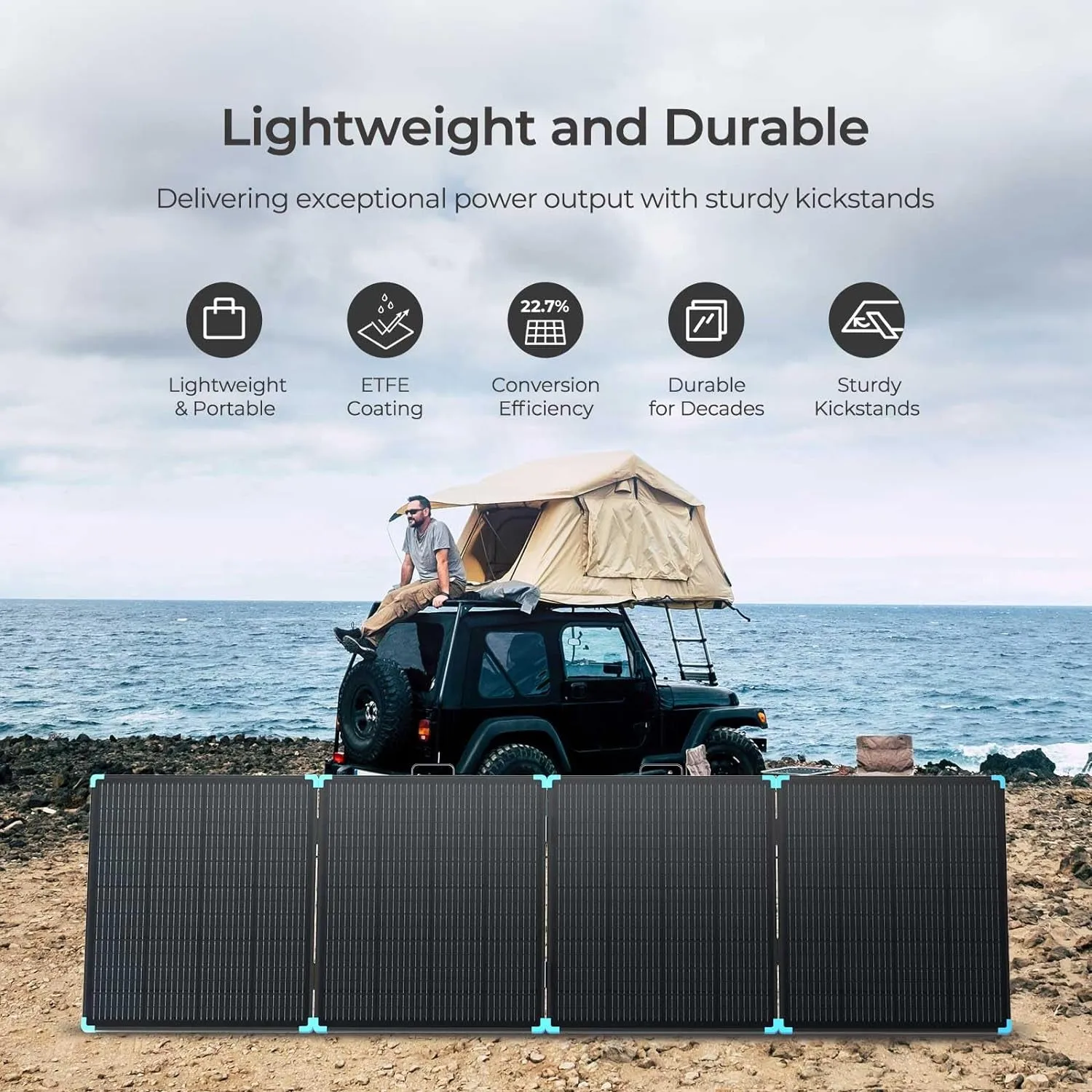 400W Lightweight Portable Solar Suitcase, Foldable Solar Panel for Outdoor Activities, Durable & IP67 Waterproof for RV, Camping, Off-Grid, Fast Installation with Sturdy Kickstands