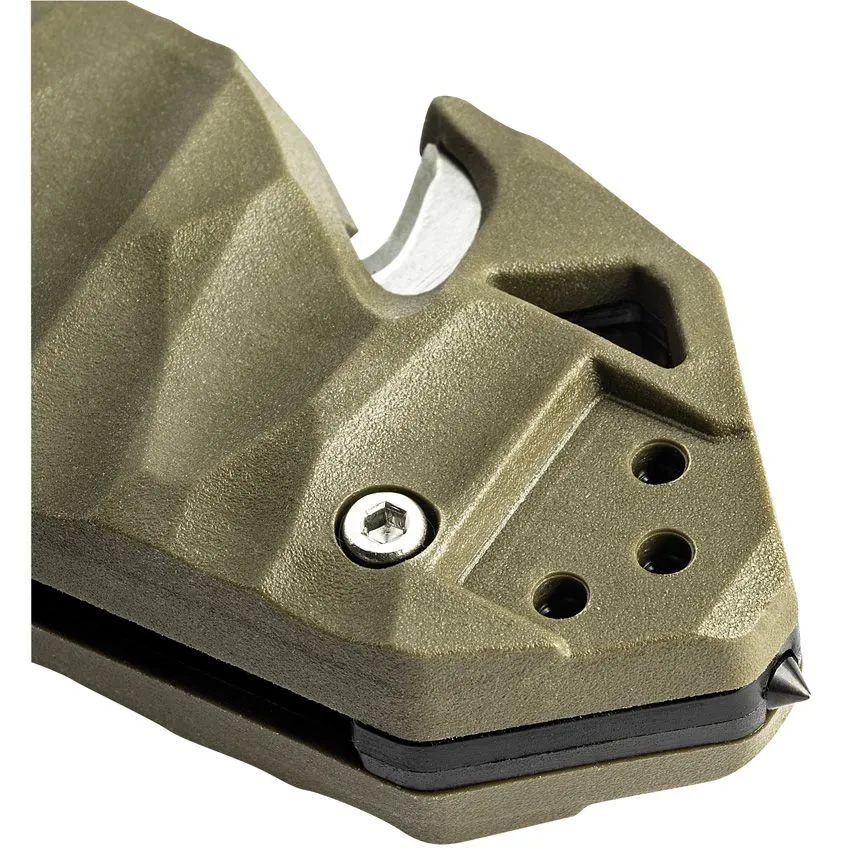 C.A.C. S200 Axis Lock OD Green Pocket Knife (Grain imprinted handle) (No Corkscrew) (Serrated Blade)