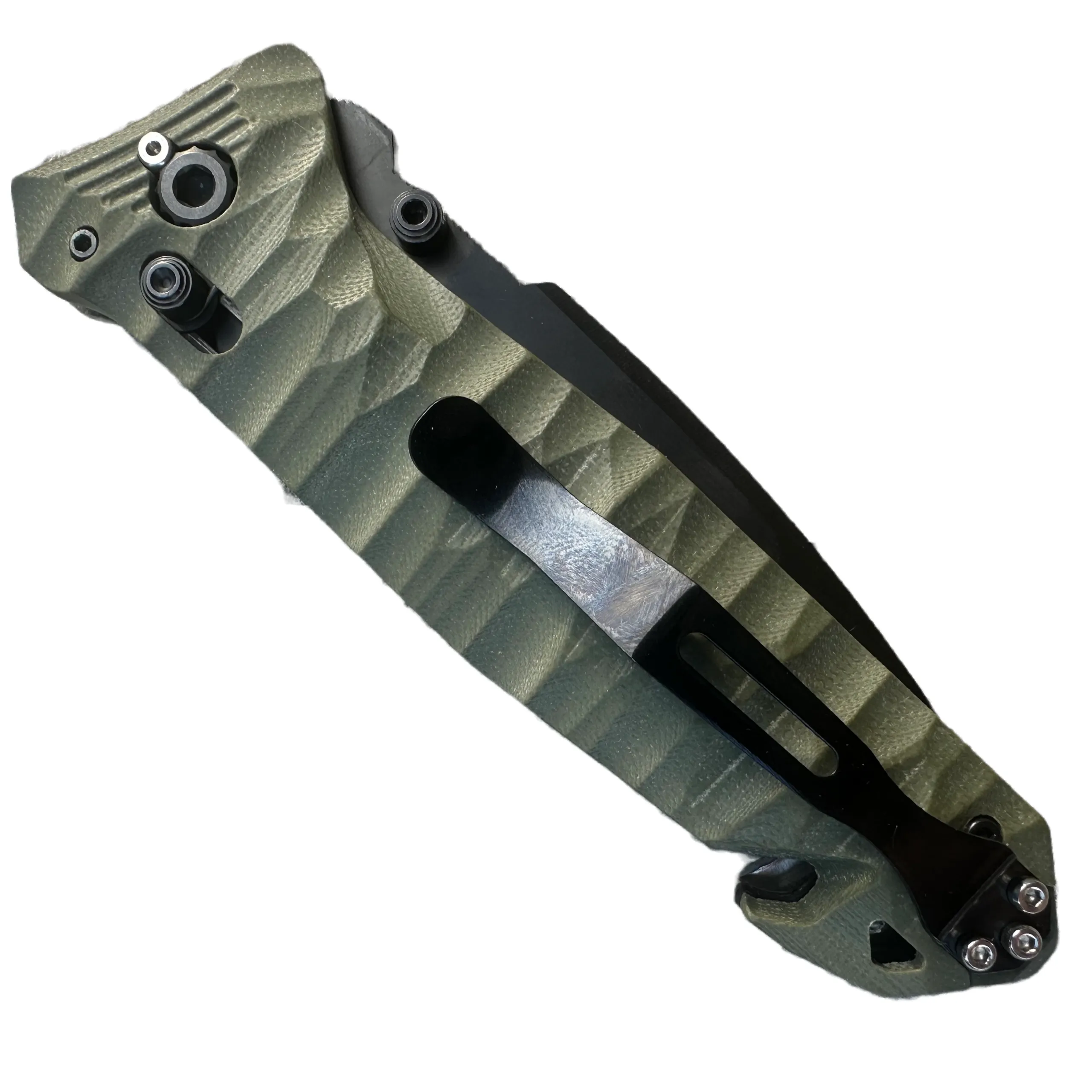 C.A.C. S200 Axis Lock OD Green Pocket Knife (Grain imprinted handle) (No Corkscrew) (Serrated Blade)