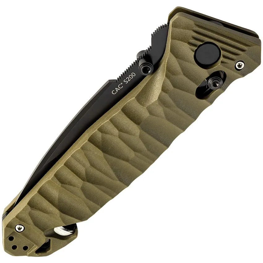C.A.C. S200 Axis Lock OD Green Pocket Knife (No Corkscrew - Straight Edge)