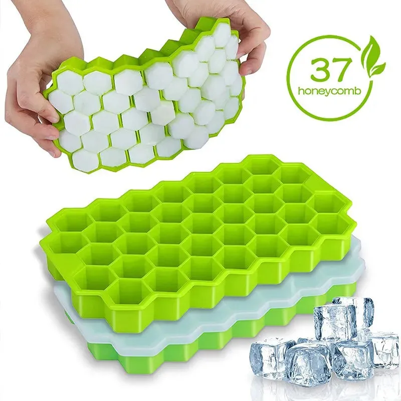 Diy Honeycomb Ice Cube Tray with Lid 37 Lattice Mold