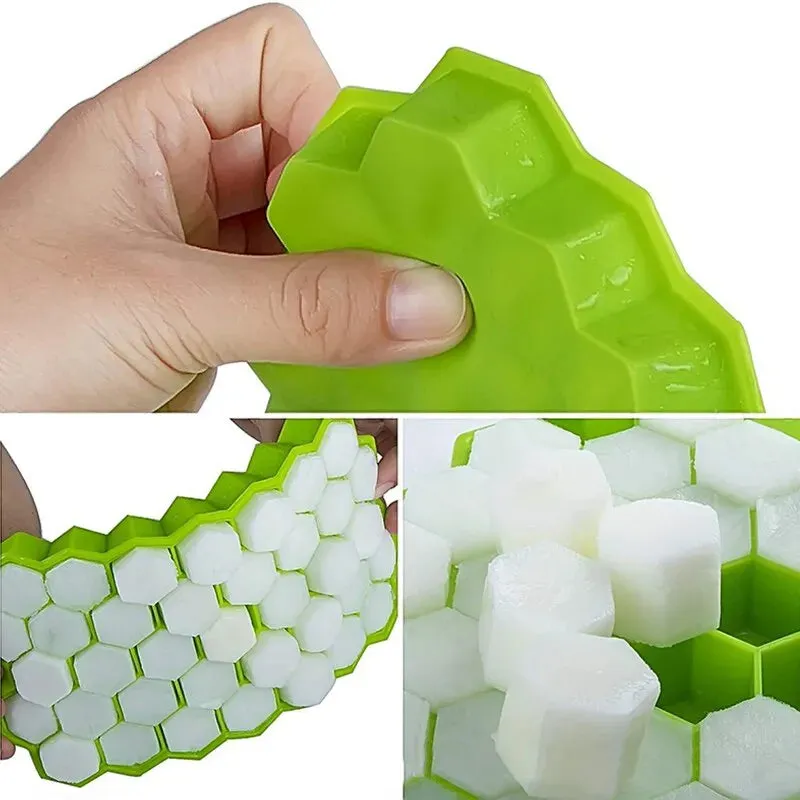 Diy Honeycomb Ice Cube Tray with Lid 37 Lattice Mold