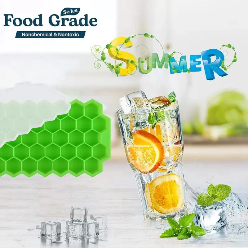 Diy Honeycomb Ice Cube Tray with Lid 37 Lattice Mold