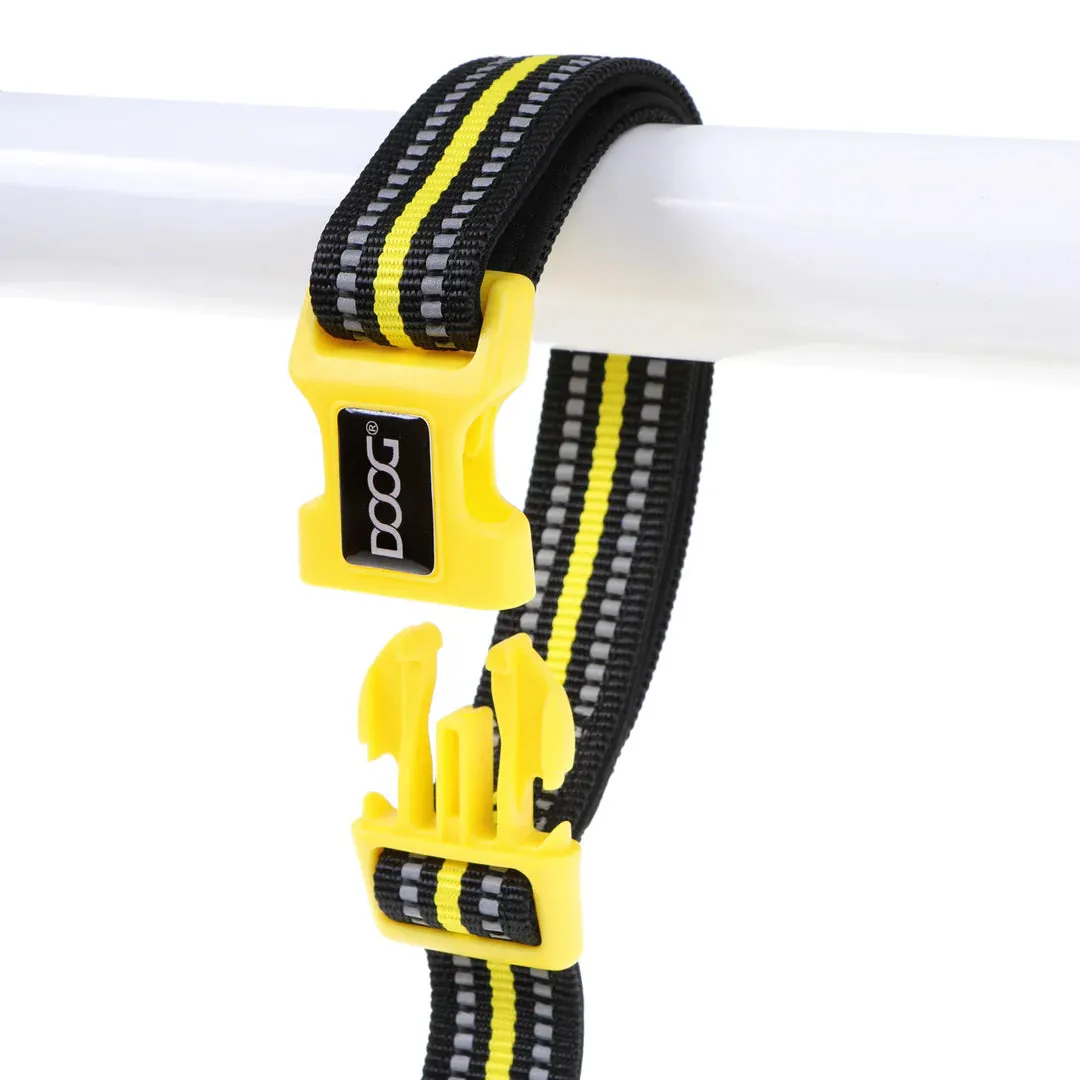 DOOG Neoprene Clip It Bolt Black and Yellow Adjustable Dog Lead Extra Large