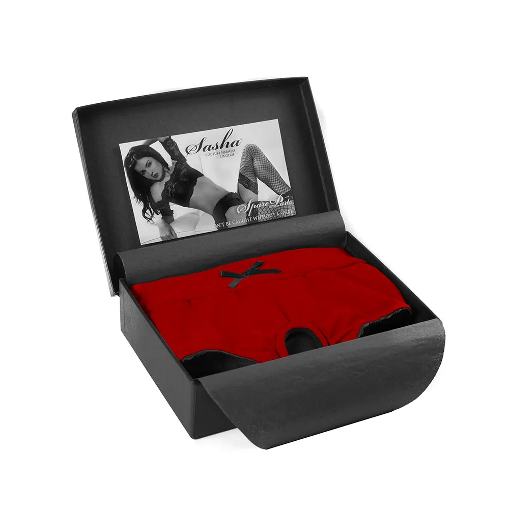 SpareParts Sasha Cinch Booty Short Harness Red/Black Size XS