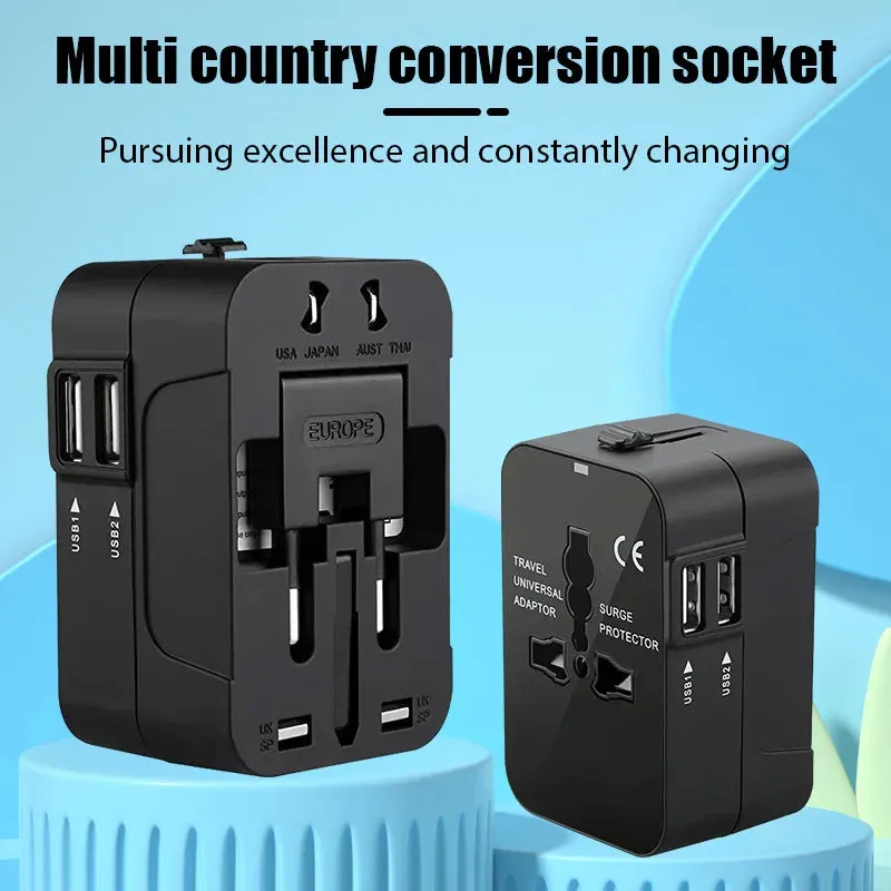 Universal Travel Plug Adapter  Multi-Function Charger with 2 USB Ports