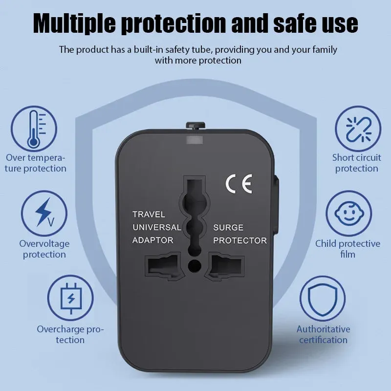 Universal Travel Plug Adapter  Multi-Function Charger with 2 USB Ports