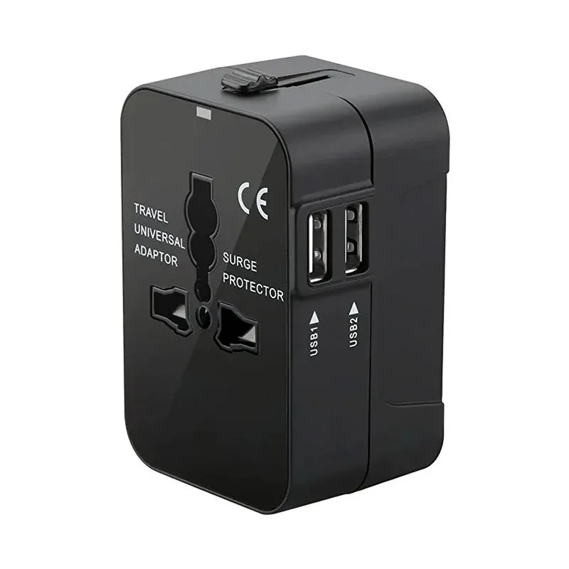 Universal Travel Plug Adapter  Multi-Function Charger with 2 USB Ports
