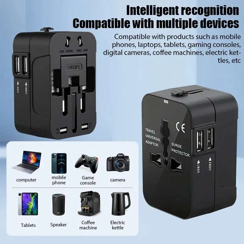 Universal Travel Plug Adapter  Multi-Function Charger with 2 USB Ports